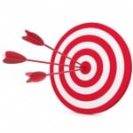 Red and White target with three arrow