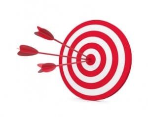 Red and White target with three arrow