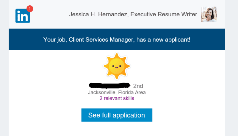What employers receive when you apply to a LinkedIn position - candidate snapshot