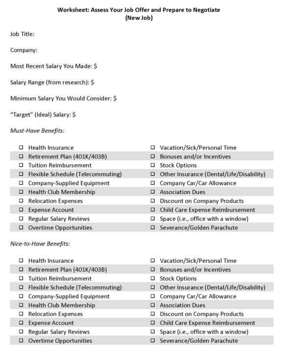 Assess Your Job Offer and Prepare to Negotiate (New Job)