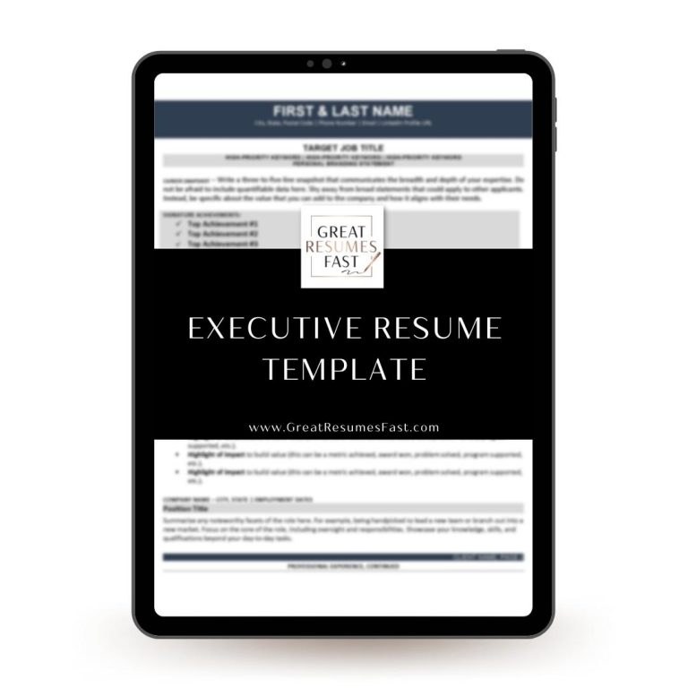 Resource: Free Executive Resume Template Great Resumes Fast Resource: Free Executive Resume Template Great Resumes Fast