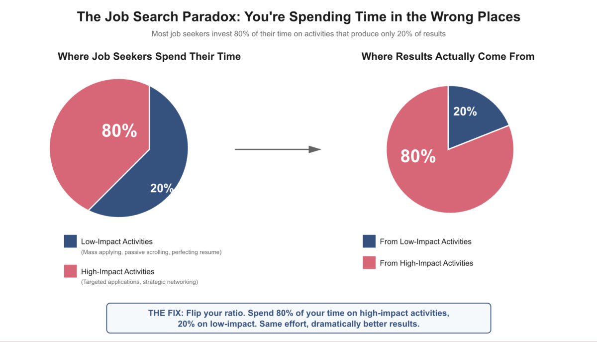 Most job seekers invest 80% of their time on activities that only produce 20% of results