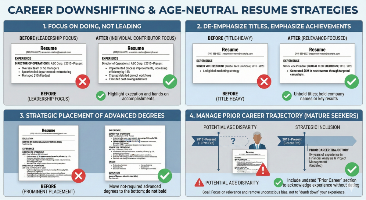 How to stop getting rejected for being overqualified: Career downshifting and age-neutral resume strategies